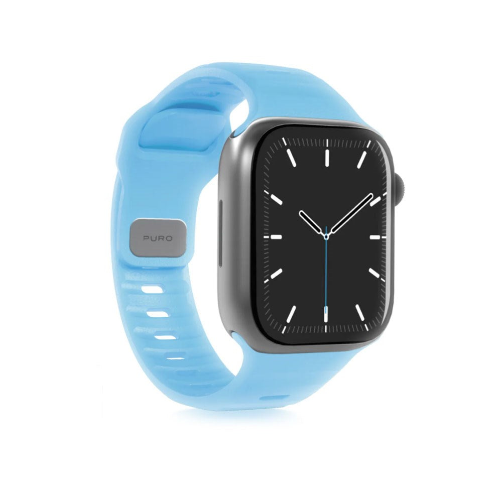 Apple Watch (42/44/SE/45/46/49mm) Puro GLOW Silicone Rem - Light Blue