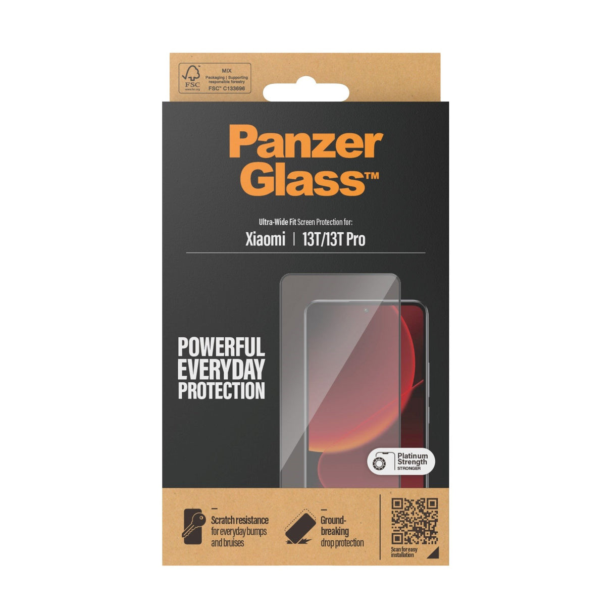 Xiaomi 13T / 13T Pro PanzerGlass Ultra Wide Fit Skærmbeskyttelsesglas - Platinum Strength - Sort Kant