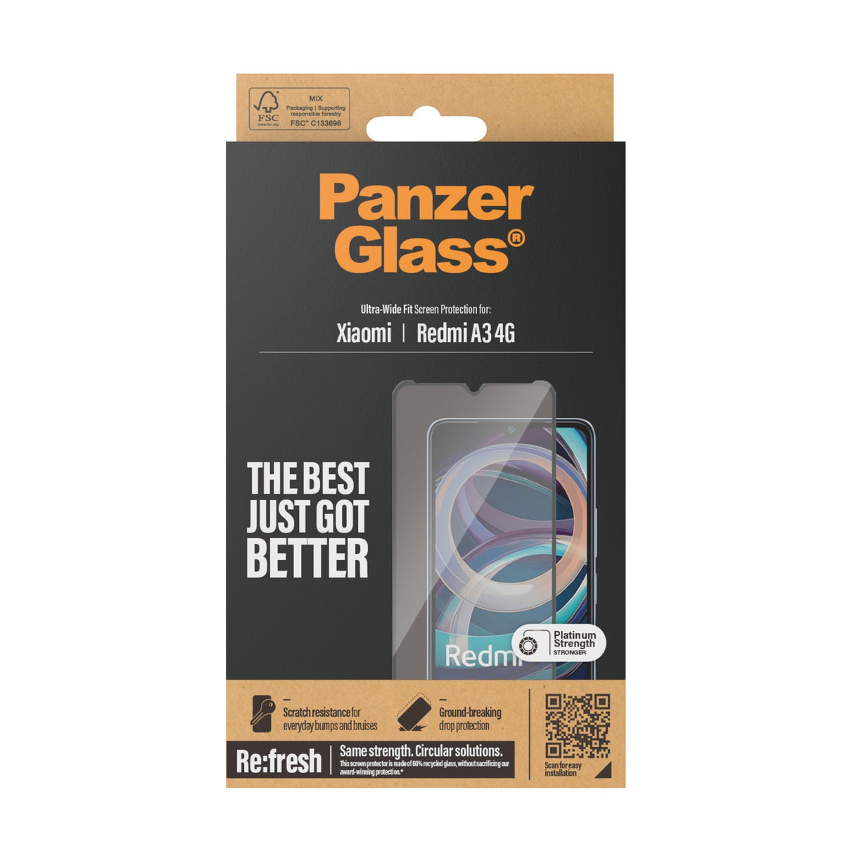 PanzerGlass Ultra-Wide Fit Skærmbeskyttelsesglas - Xiaomi Redmi A3 - Gennemsigtig