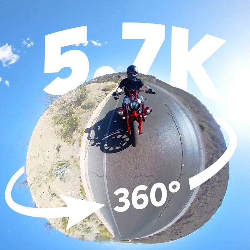 AKASO Pakkesæt med 360° Action Kamera 5,7K & Tilbehør - Sort