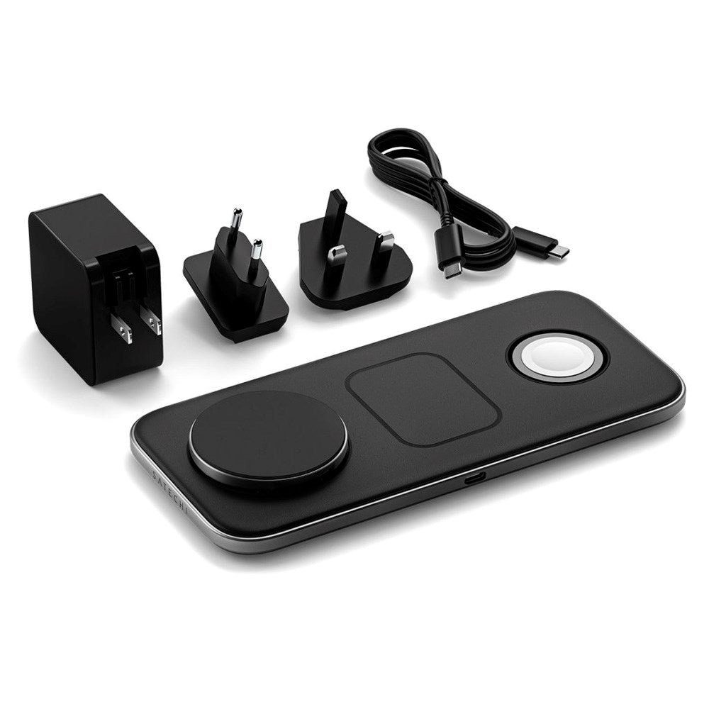 3-i-1 Qi2 Trådløs Oplader - Satechi - MagSafe Kompatibel - Sort