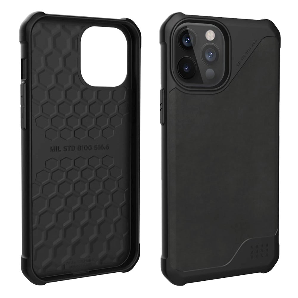 iPhone 12 Pro Max UAG METROPOLIS LT Series Ægte Læder Cover - Black - Sort