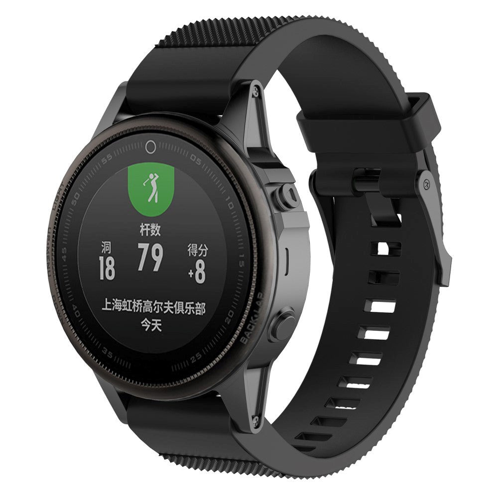 Garmin Fenix 6s & 6s Pro / 5s & 5s Plus Riflet Silikone 20mm QuickFit Rem inkl. Stifter - Sort
