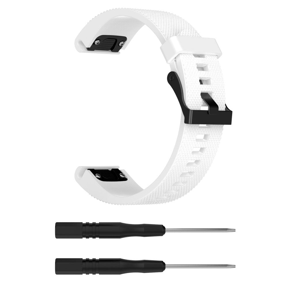 Garmin Fenix 6s & 6s Pro / 5s & 5s Plus Riflet Silikone 20mm QuickFit Rem inkl. Stifter - Hvid