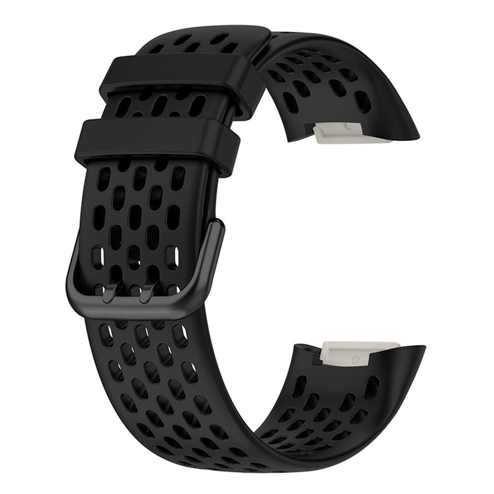 Fitbit Charge 6 / 5 Silikone Rem m. Huller - Sort