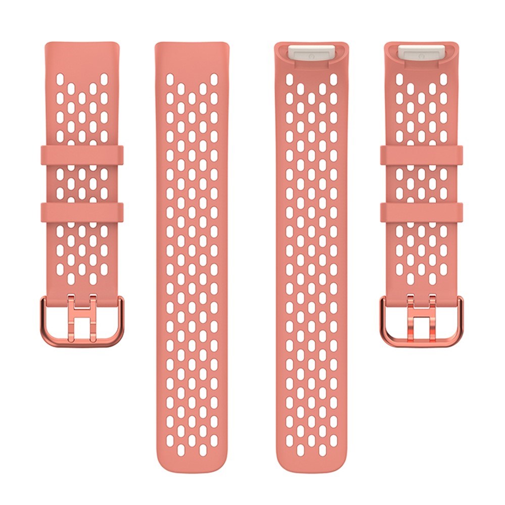 Fitbit Charge 6 / 5 Silikone Rem m. Huller - Lyserød