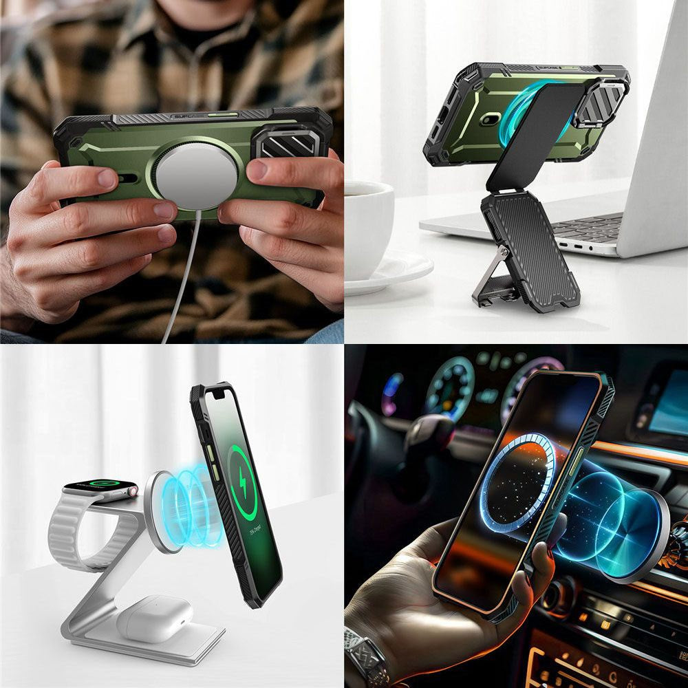 iPhone 17e / 16e / 15 / 14 / 13 Supcase UB XT Case m. Ståfunktion - MagSafe Kompatibel - Grøn