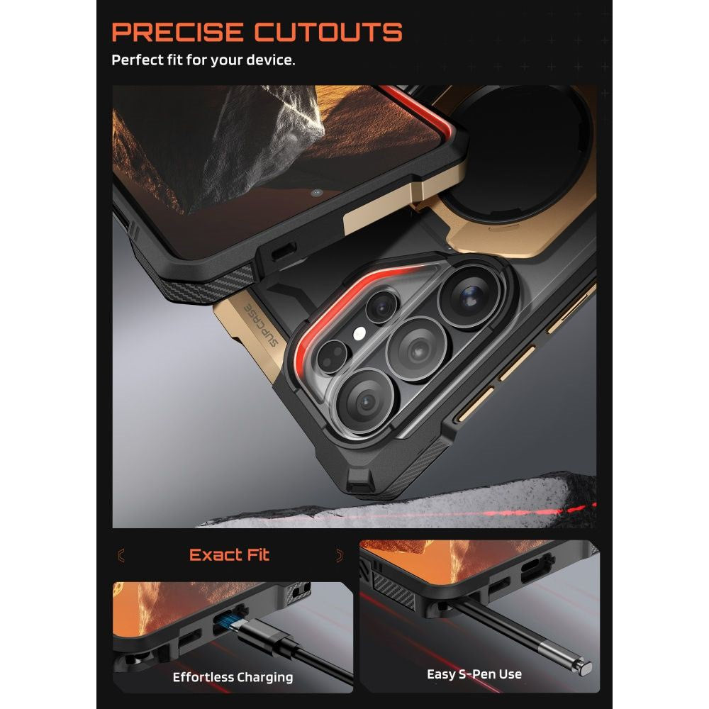 SUPCASE Samsung Galaxy S26 Ultra UB Grip Mag Cover m. Kickstand - MagSafe Kompatibel - Sort / Guld