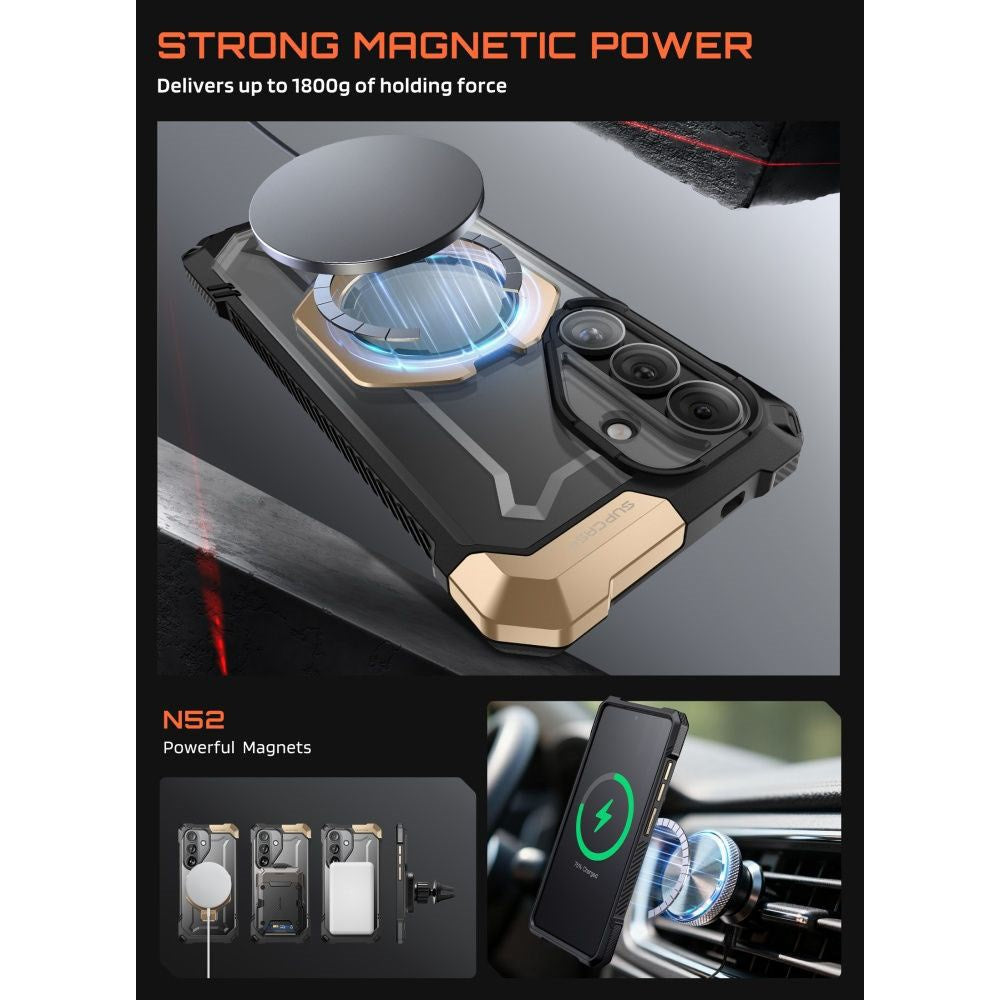 SUPCASE Samsung Galaxy S26 UB Grip Mag Cover m. Kickstand - MagSafe Kompatibel - Sort / Guld