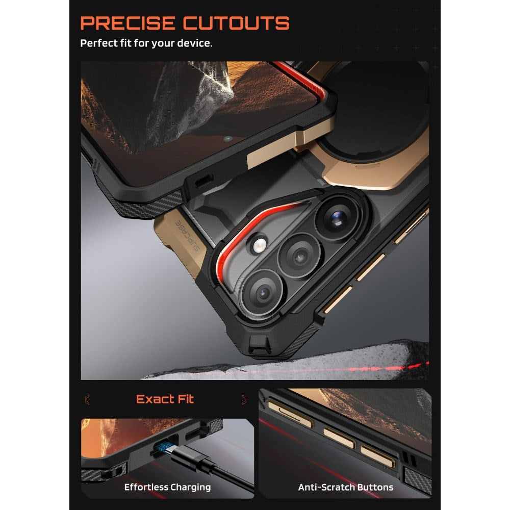 SUPCASE Samsung Galaxy S26 UB Grip Mag Cover m. Kickstand - MagSafe Kompatibel - Sort / Guld