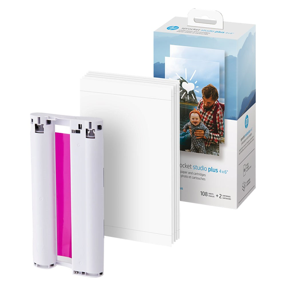 HP Sprocket Studio Plus Fotopapir & Blækpatroner 10 x 15 cm - 108 stk.