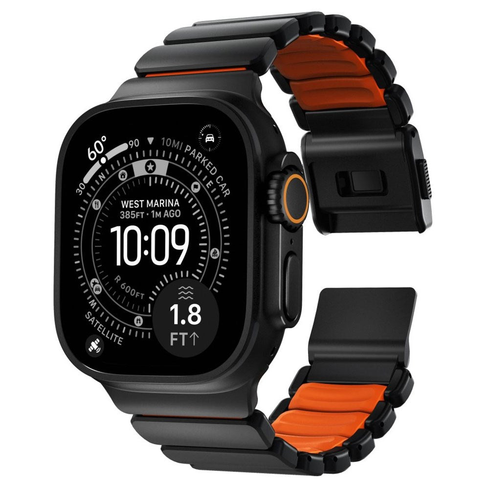 Nomad Apple Watch (42 / 44 / SE / 45 / 46 / 49mm) Stratos Rem - Black Titanium - Ultra Orange