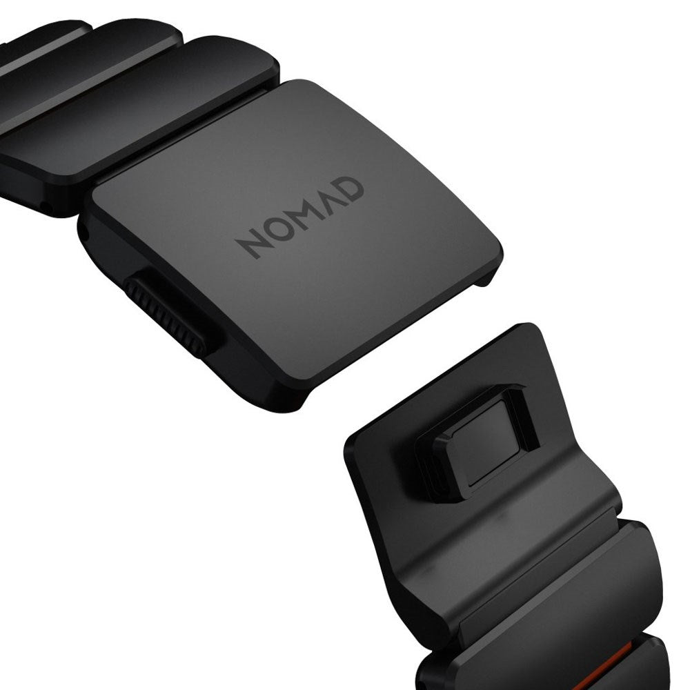 Nomad Apple Watch (42 / 44 / SE / 45 / 46 / 49mm) Stratos Rem - Black Titanium - Ultra Orange