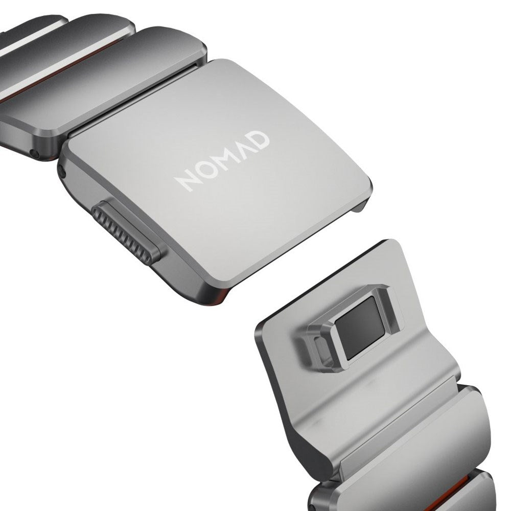 Nomad Apple Watch (42 / 44 / SE / 45 / 46 / 49mm) Stratos Rem - Natural Titanium - Ultra Orange