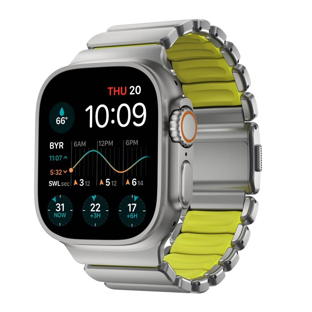 Nomad Apple Watch (42 / 44 / SE / 45 / 46 / 49mm) Stratos Rem - Natural Titanium - Volt