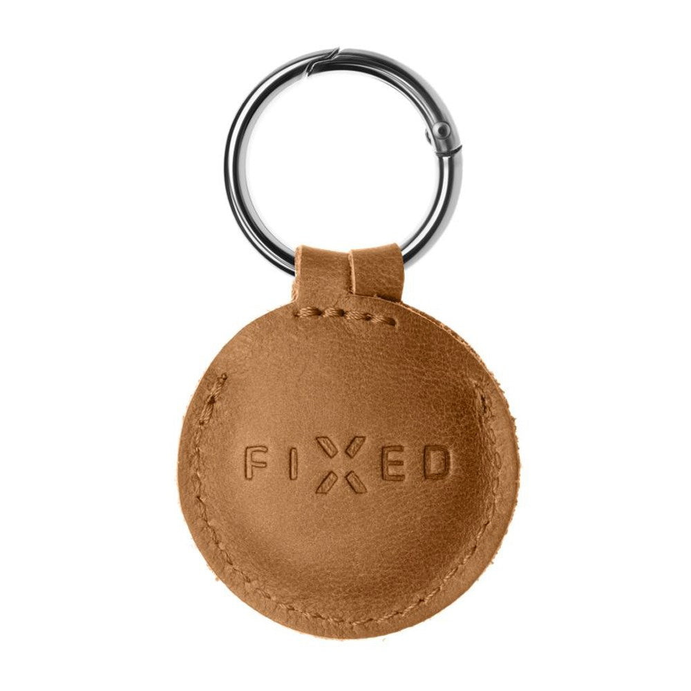 Fixed Airtag Læder Cover m. Karabinhage - Brun