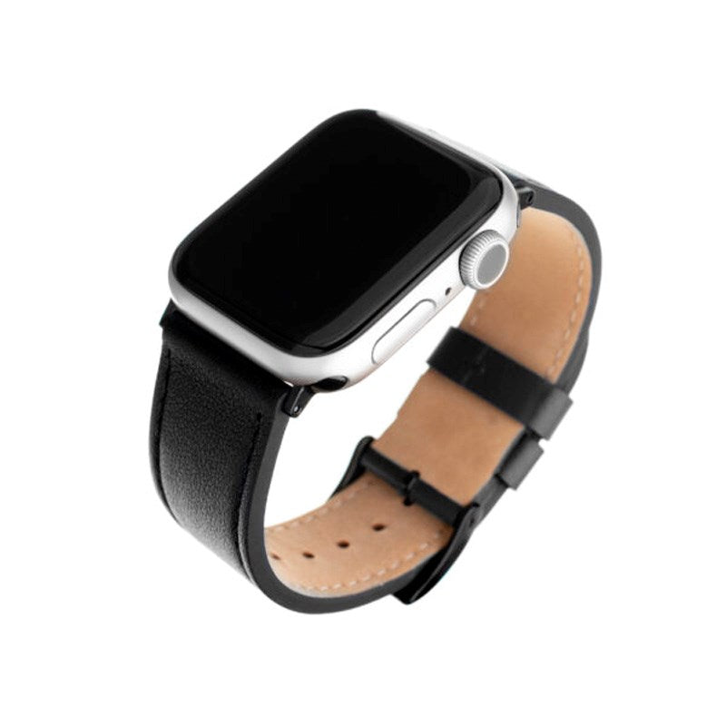 Fixed - Apple Watch (38 / 40 / SE / 41 / 42mm) - Ægte Læder Rem - Sort