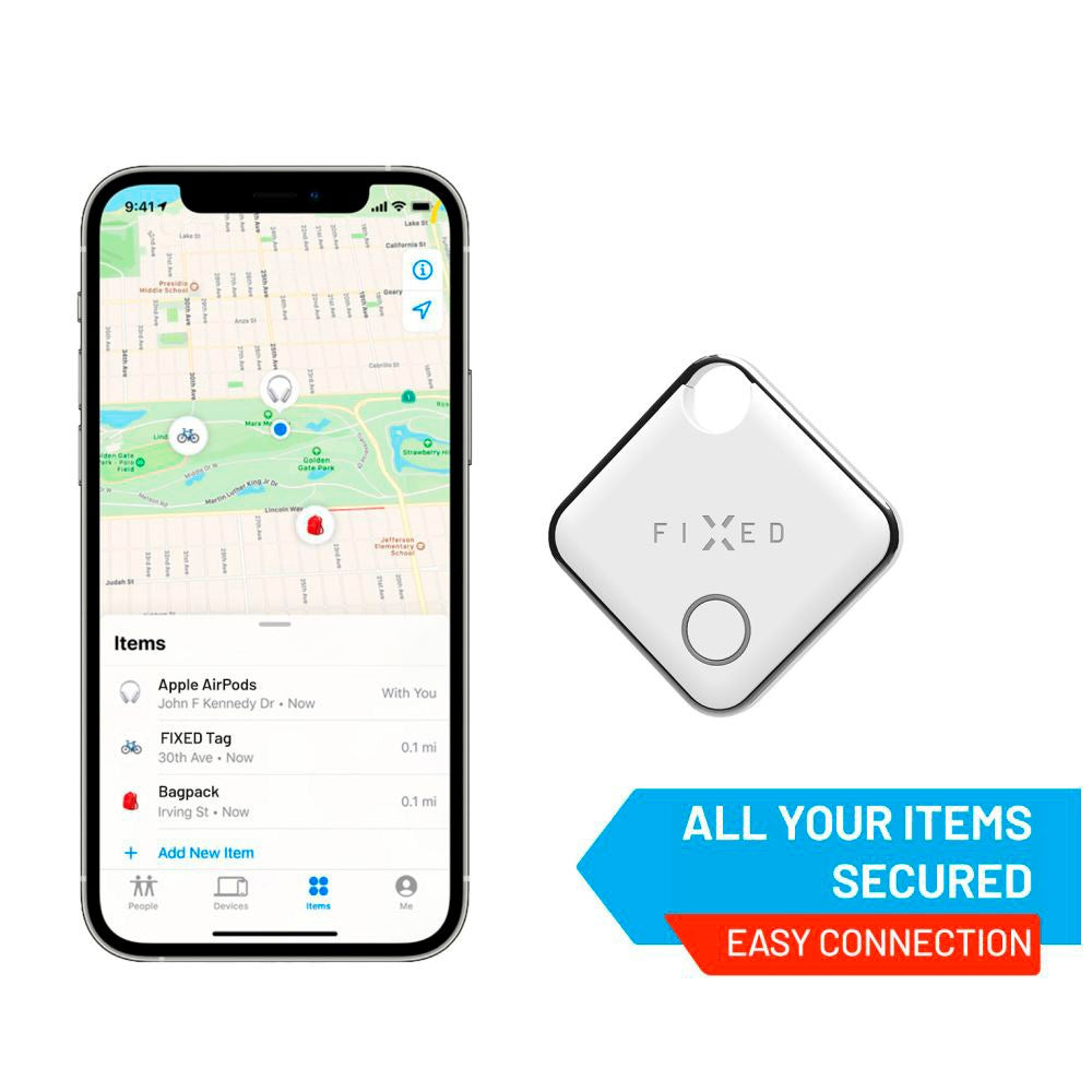 Fixed Tag – Bluetooth GPS Tracker – Apple Find My - 2 Pack - Sort / Hvid
