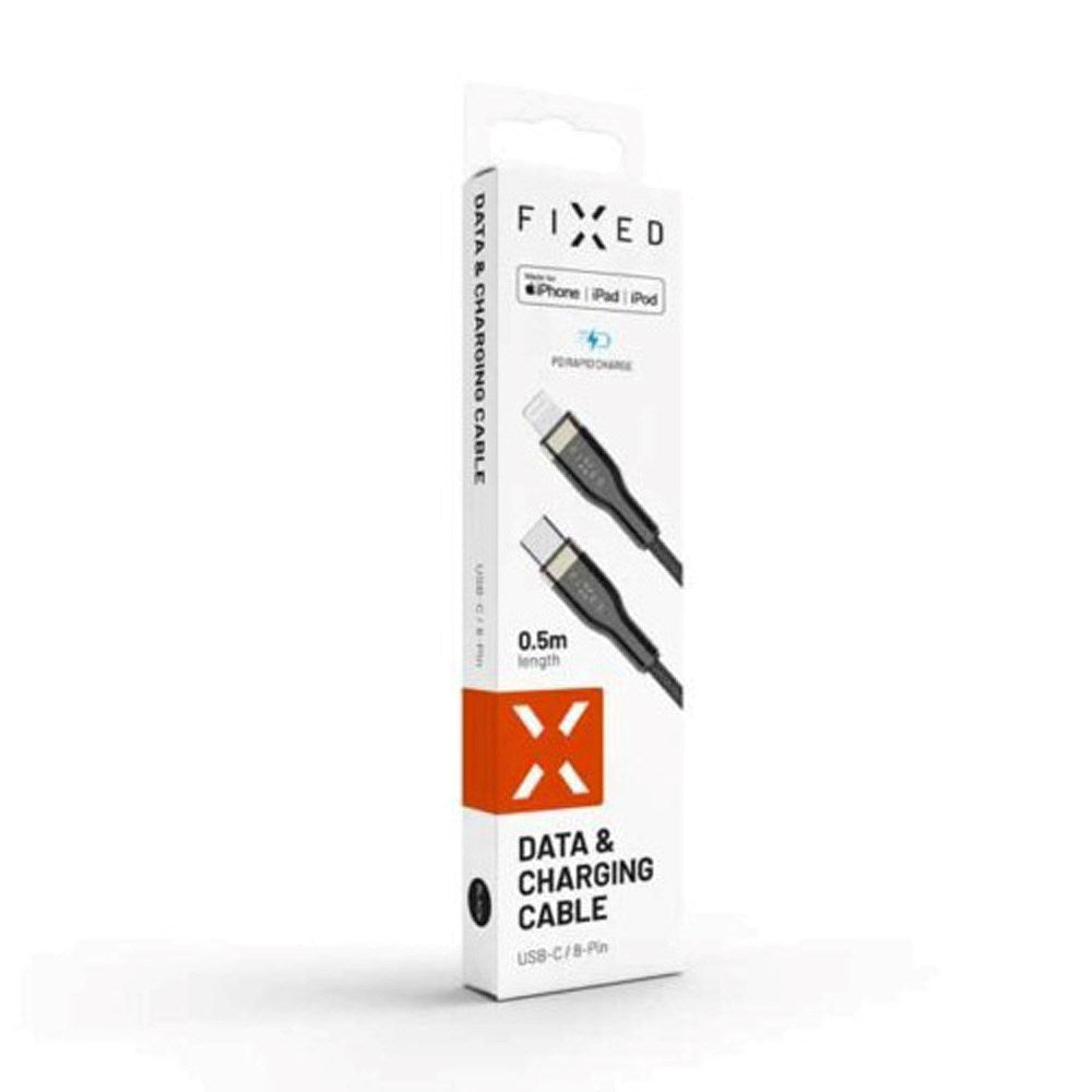 Fixed Metal USB-C til Lightning MFi PD Kabel 60W 50cm - Sort