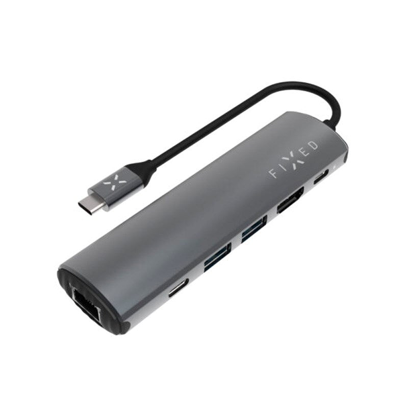 Fixed - 100W - HubPro 6-i-1 - USB-C Multiport Adapter - Grå