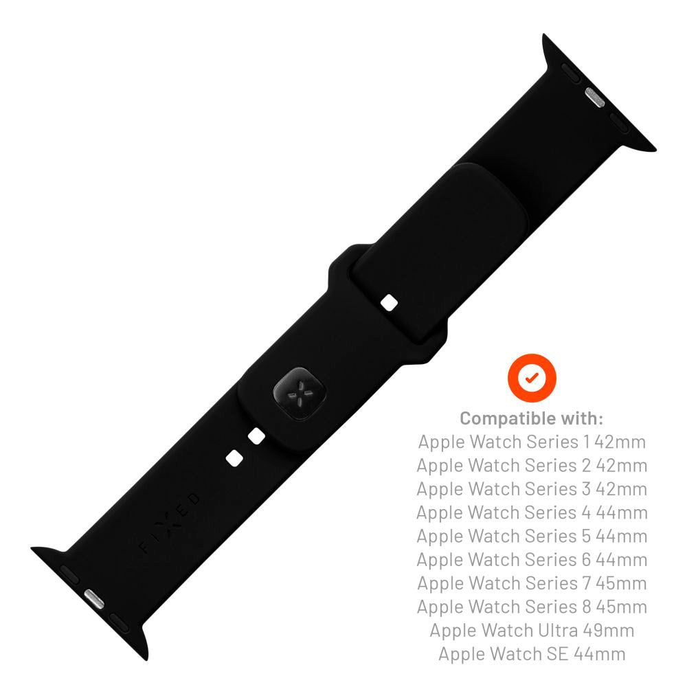 Fixed Apple Watch (42/44/SE/45/46/49mm) Sporty Silikone Rem Sæt - Sort