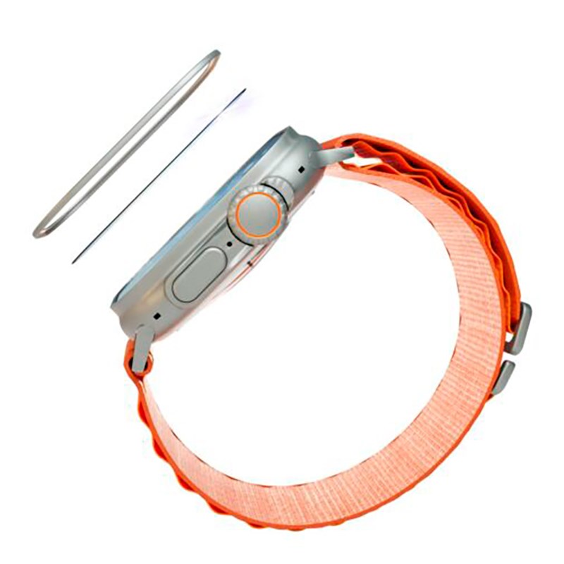 Fixed Apple Watch Ultra 4/3/2/1 (49mm) Safirglas Skærmbeskyttelse m. Metalramme - Gennemsigtig