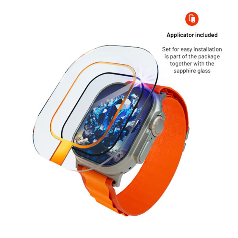 Fixed Apple Watch Ultra 4/3/2/1 (49mm) Safirglas Skærmbeskyttelse m. Metalramme - Gennemsigtig