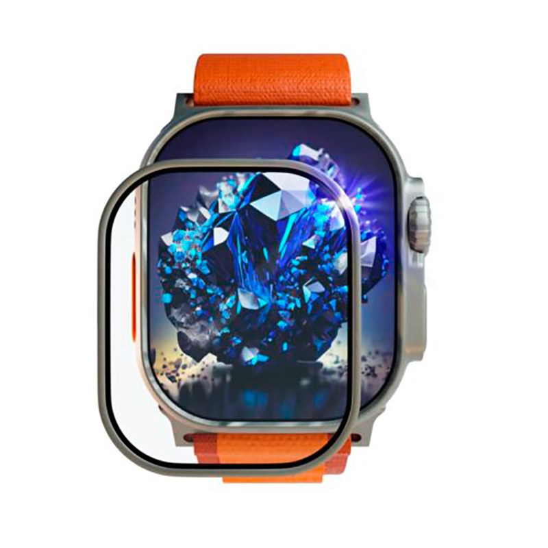 Fixed Apple Watch Ultra 4/3/2/1 (49mm) Safirglas Skærmbeskyttelse m. Metalramme - Gennemsigtig