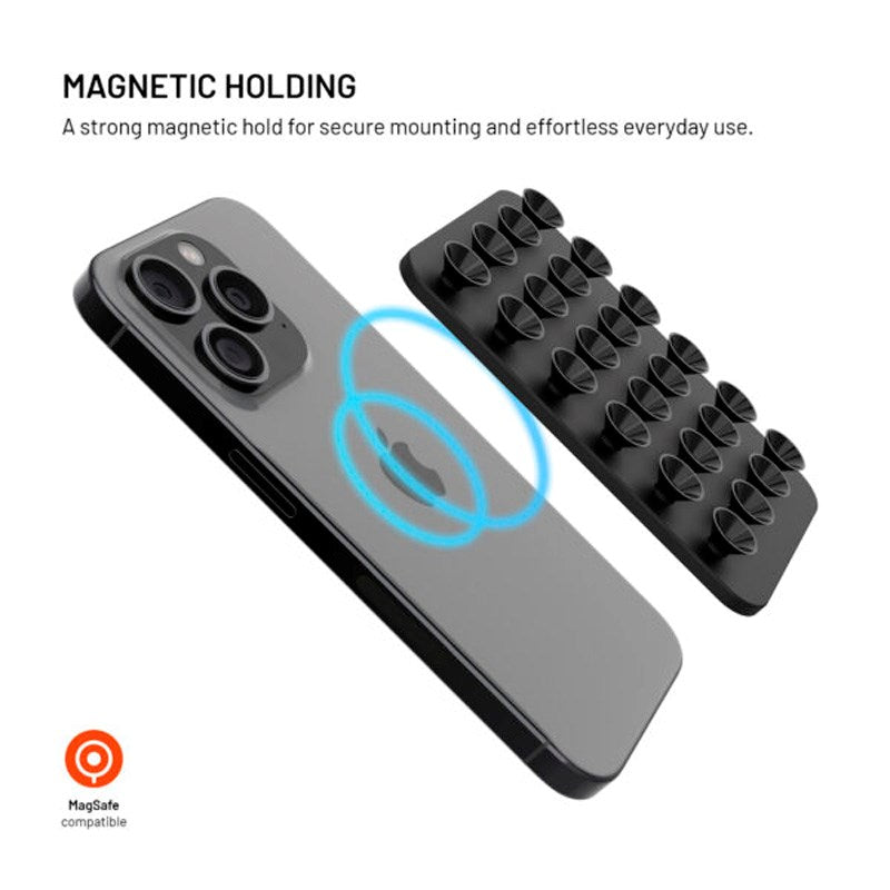 Fixed MagMate - Silikone Sugekop Mobilholder - MagSafe Kompatibel - Sort