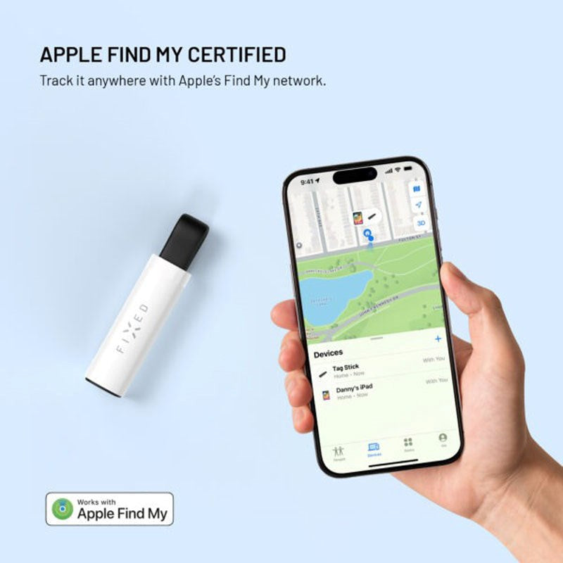 Fixed Tracker m. USB-C Opladning - Apple Find My Kompatibel - Hvid
