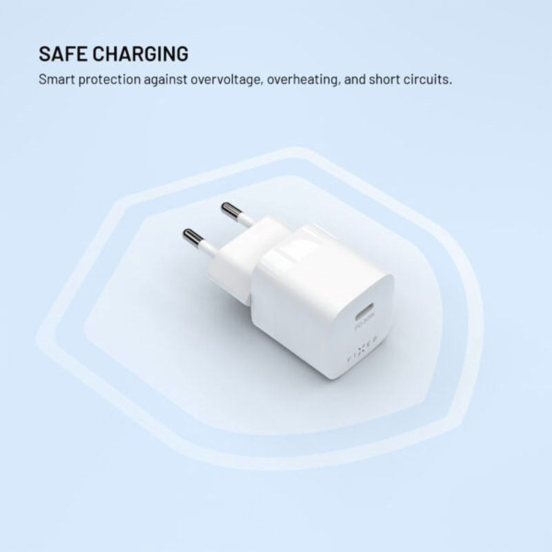 Fixed 30W Mini Vægoplader m. USB-C & Power Delivery - Hvid