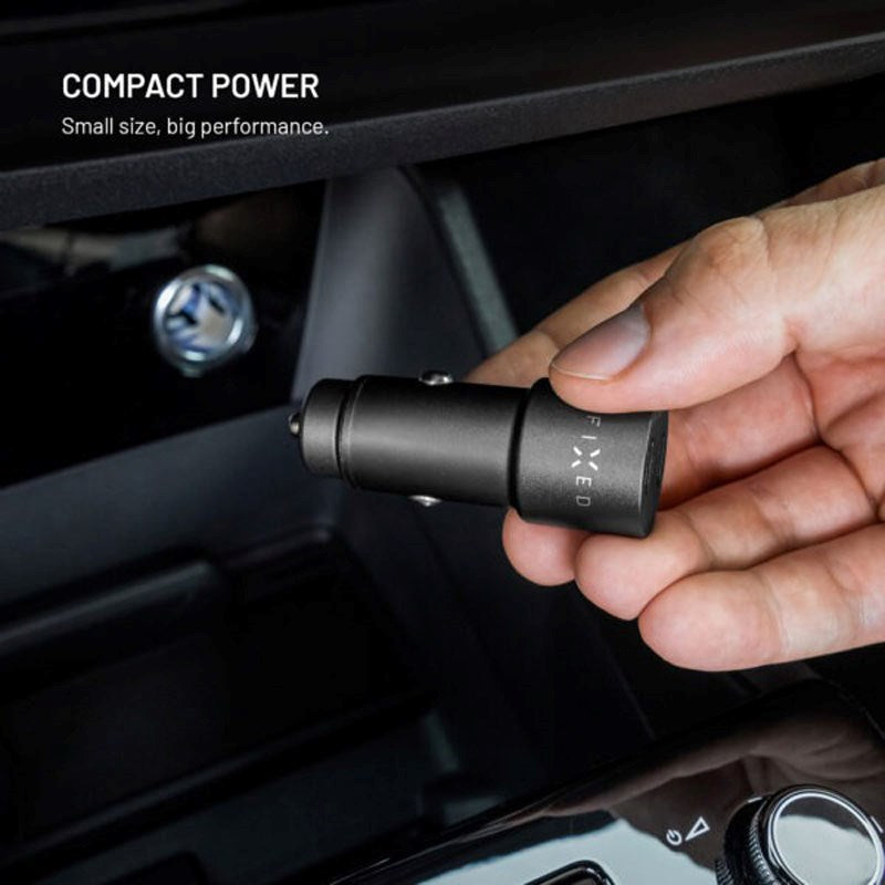 Fixed Biloplader - 65W - 2 x USB-C - Sort
