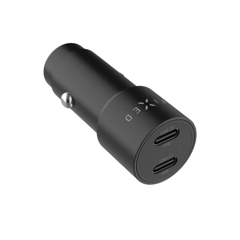 Fixed Biloplader - 65W - 2 x USB-C - Sort