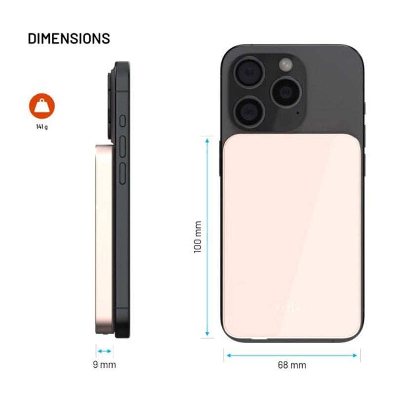 Fixed MagZen Powerbank 5.000 mAh m. Qi2 - Lyserød