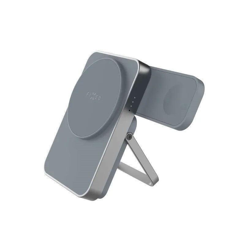 Fixed MagZen 5 Qi2 PowerBank m. Ståfunktion & Apple Watch Oplader - MagSafe Kompatibel - 20W / 5000 mAh - Grå