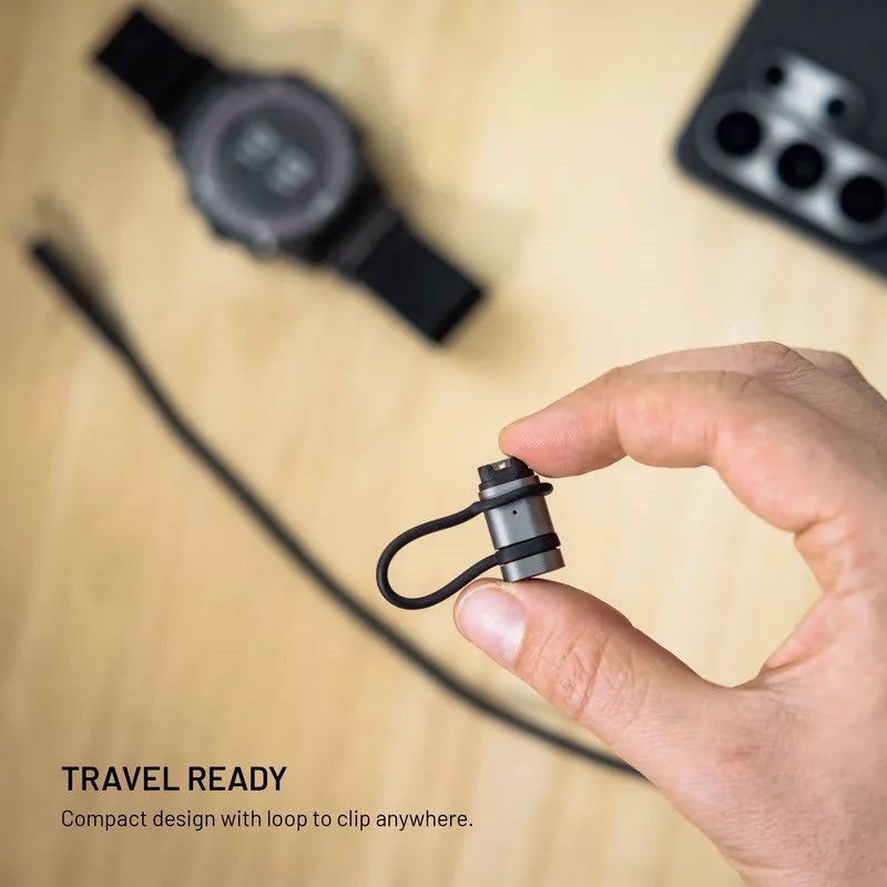 Fixed Adapter - USB-C til Garmin Smartwatch Lader - Sort