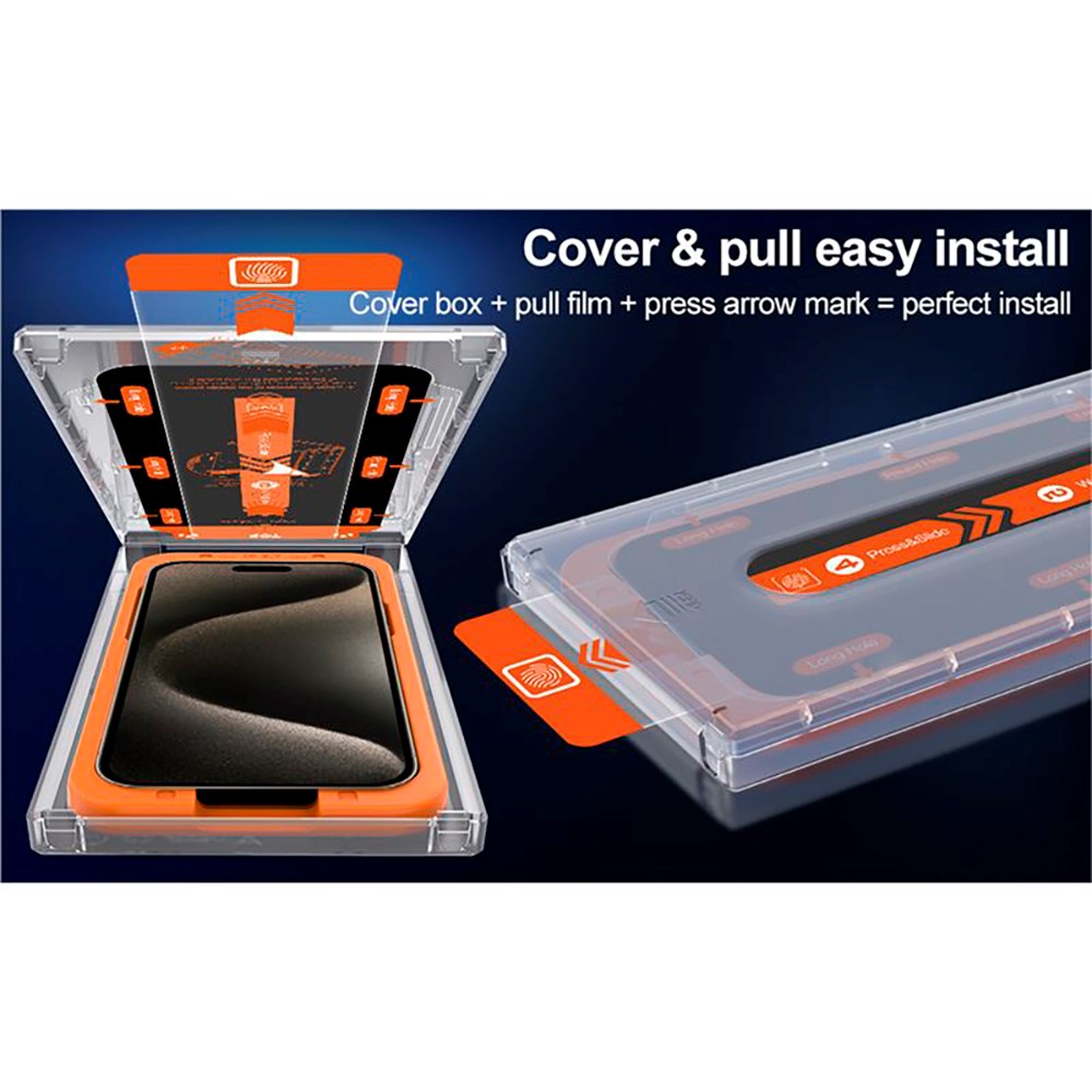 iPhone 15 Pro Mobile Origin Skærmbeskyttelse m. Privacy Funktion - Case Friendly - 2 stk. - Sort Kant