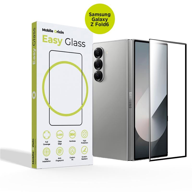 Samsung Galaxy Z Fold6 Mobile Origin EasyGlass Skærmbeskyttelse - Gennemsigtig / Sort Kant