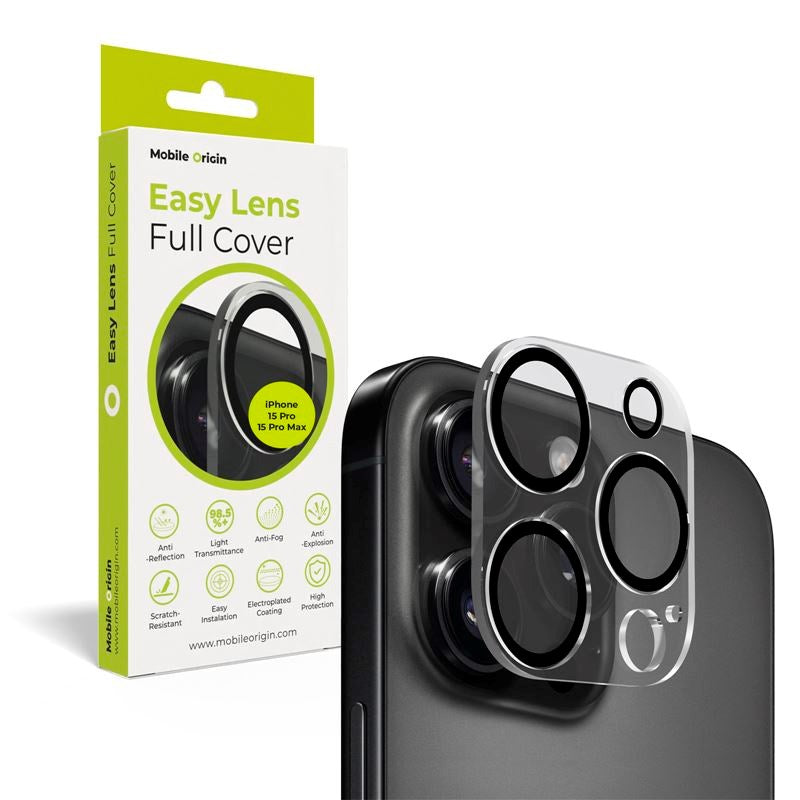 Mobile Origin Easy Lens Cover - Gennemsigtig beskyttelse til iPhone 15 Pro / 15 Pro Max