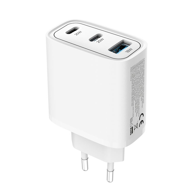 Mobile Origin GaN 40W Vægoplader USB-A + 2 USB-C - Hvid