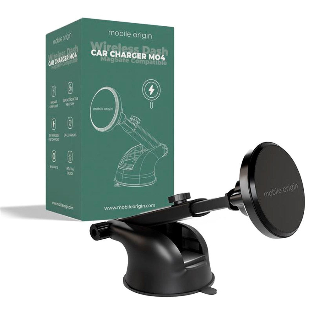 Trådløs Mobiloplader til Bil - Mobile Origin MO4 - 15W - MagSafe Kompatibel - Sort