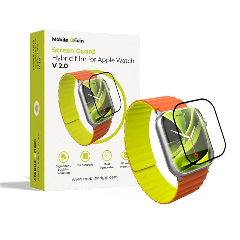 Mobile Origin Apple Watch 11 / 10 (46mm) Hybrid Skærmbeskyttelse - Gennemsigtig / Sort Kant