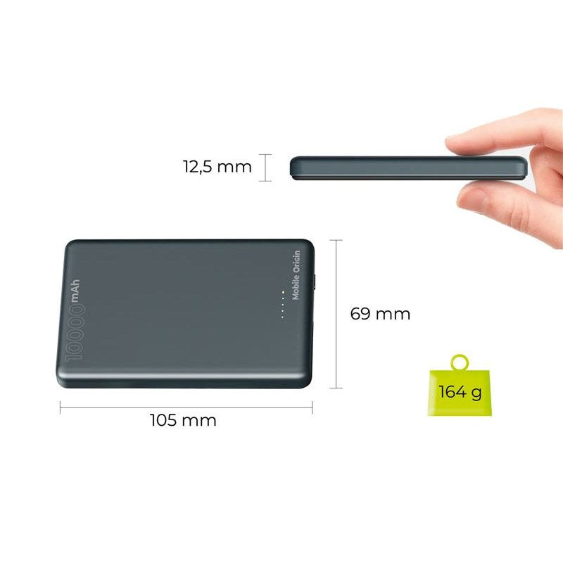 Mobile Origin Powerbank m. 10.000mAh / 20W / USB-C - MagSafe Kompatibel - Grå