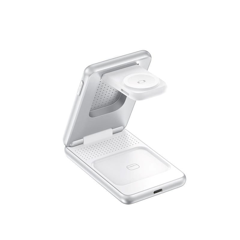 Mobile Origin Qi2 3-i-1 Multifunktionel Foldbar Trådløs Oplader - Sølv