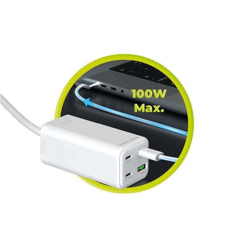 Mobile Origin 100W USB-C Hub inkl. USB-A & Schukostik - Hvid
