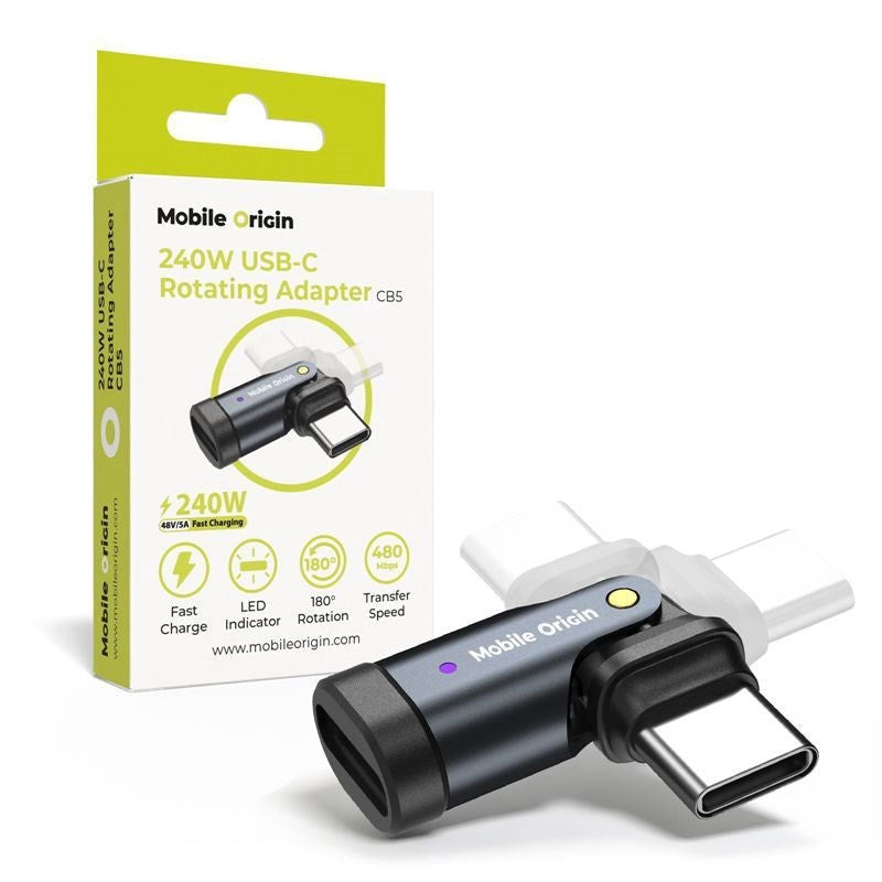 Mobile Origin 240W Rotationsadapter - USB-C - Grå