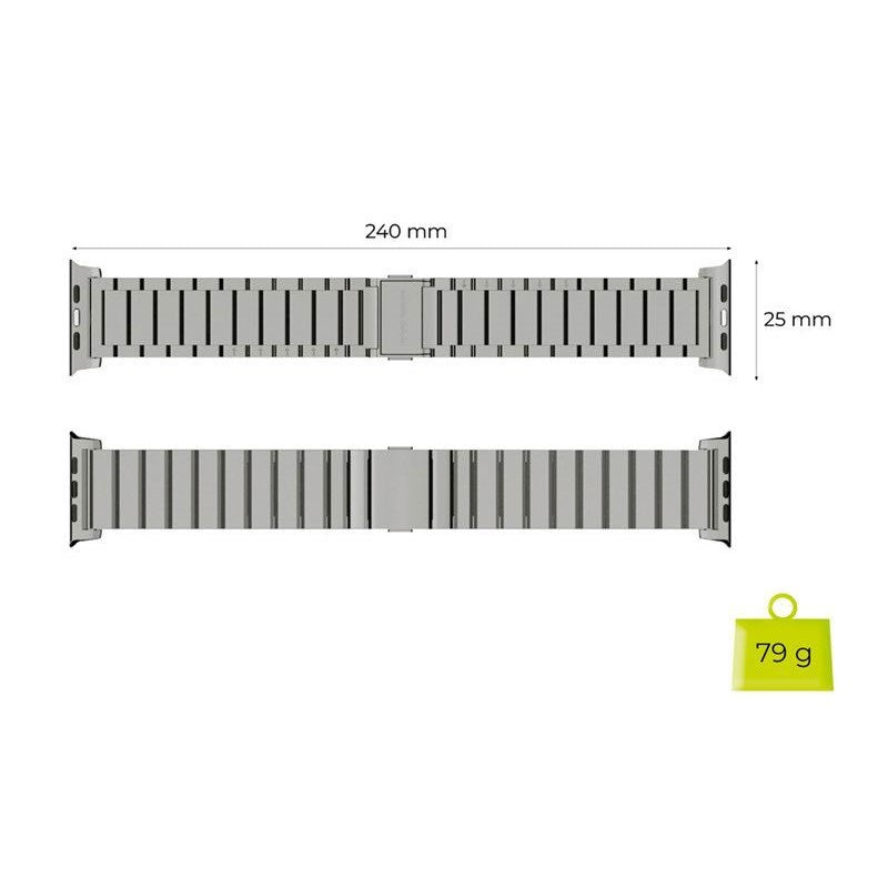 Apple Watch (42/44/SE/45/46/49mm) Mobile Origin Titanium Urrem - Sølv