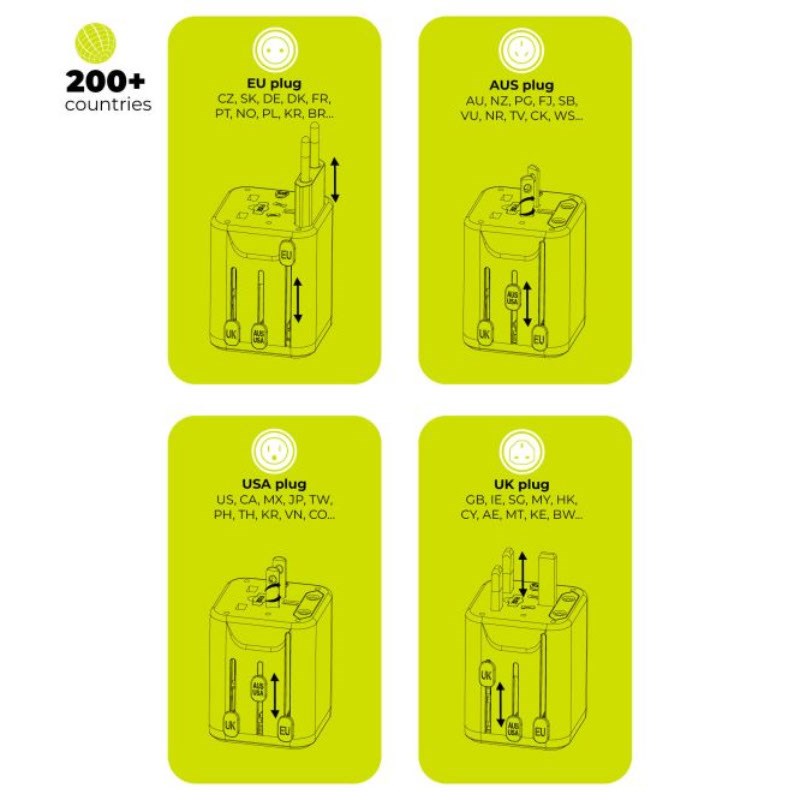Mobile Origin 30W Universal Vægoplader m. Rejseadapter EU/UK/US/AUS - Sort
