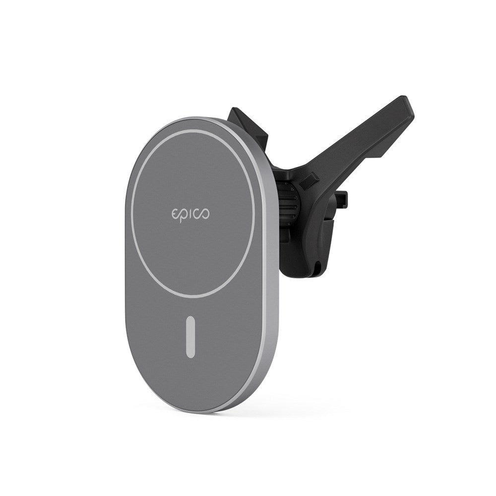 Epico Magnetisk Mobilholder til Bil m. 15W Trådløs Opladning & 18W Biloplader - MagSafe Kompatibel - Space Grey