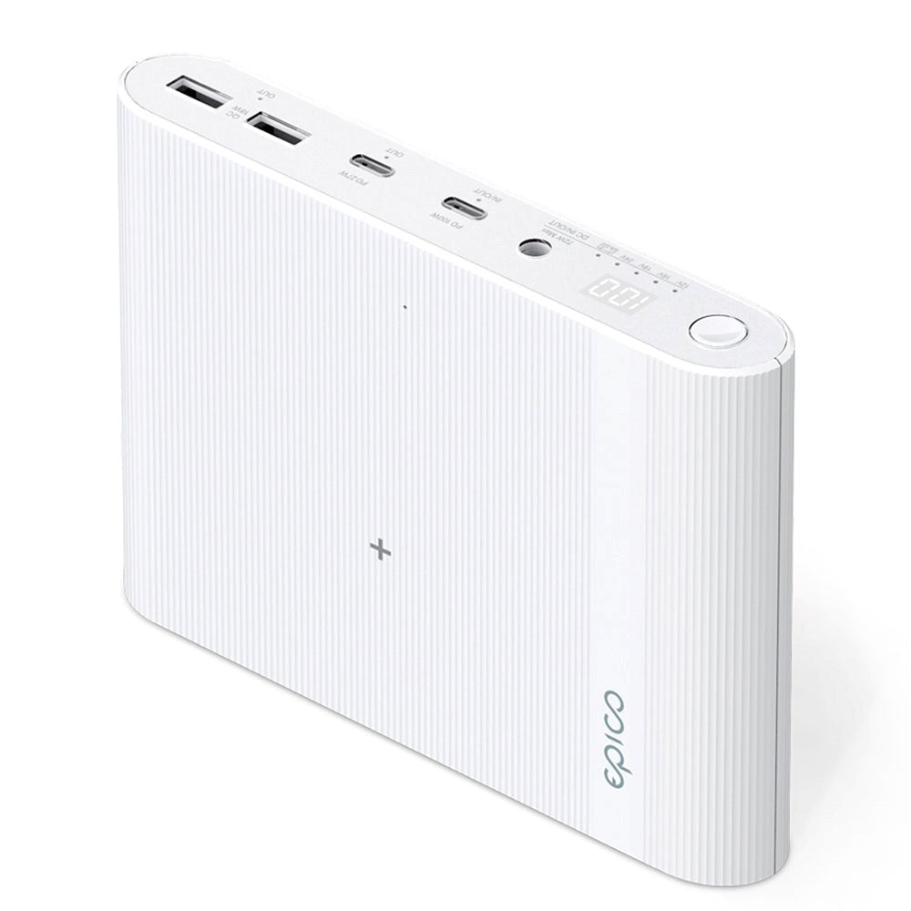 Epico Multi Powerbank m. USB-C, USB-A, DC + Biloplader - 26.800 mAh - Hvid
